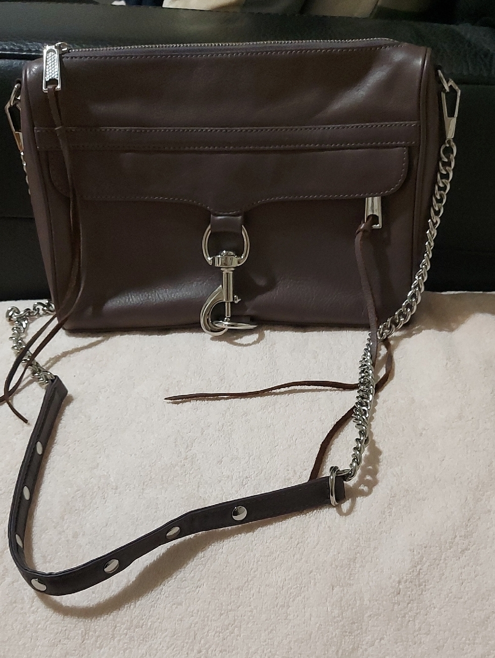 Rebecca Minkoff Brown Leather  MAC Crossbody with Silver Hardware
